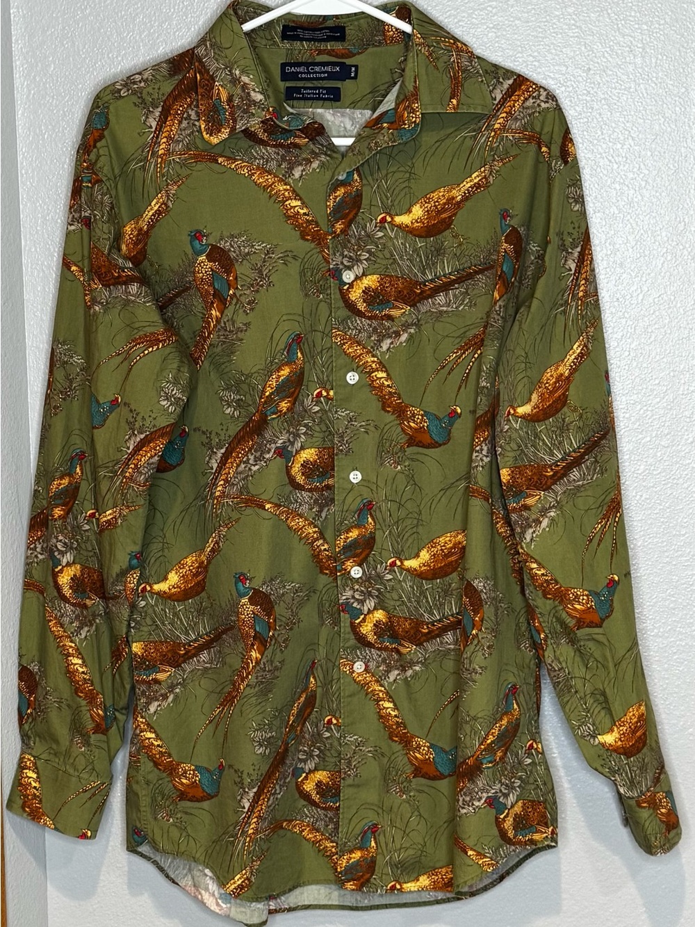 Daniel Cremieux Olive and Gold Pheasant-Print Button-Down Shirt